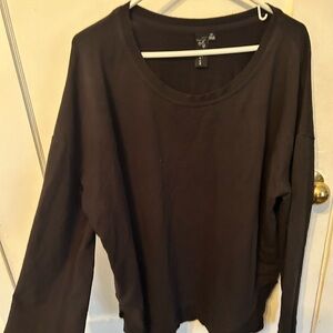 Focus Casual Life XL Women's Black Long Sleeve Top- cotton and spandex-